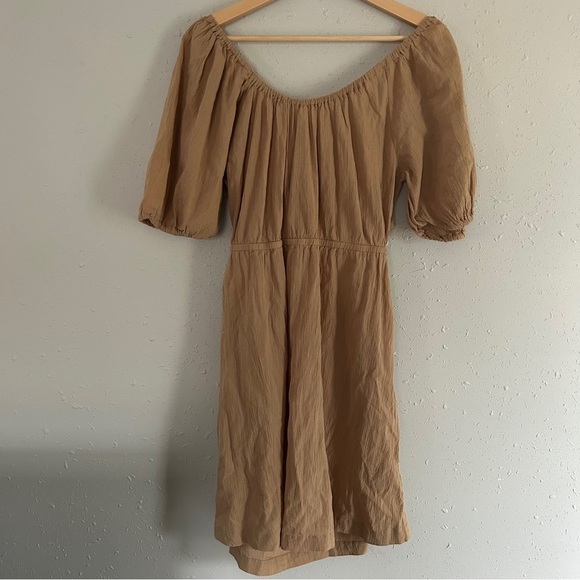 NWT Old Navy Tan Tie Back Cutout Back Mini Dress Neutral Casual Medium - Picture 1 of 4